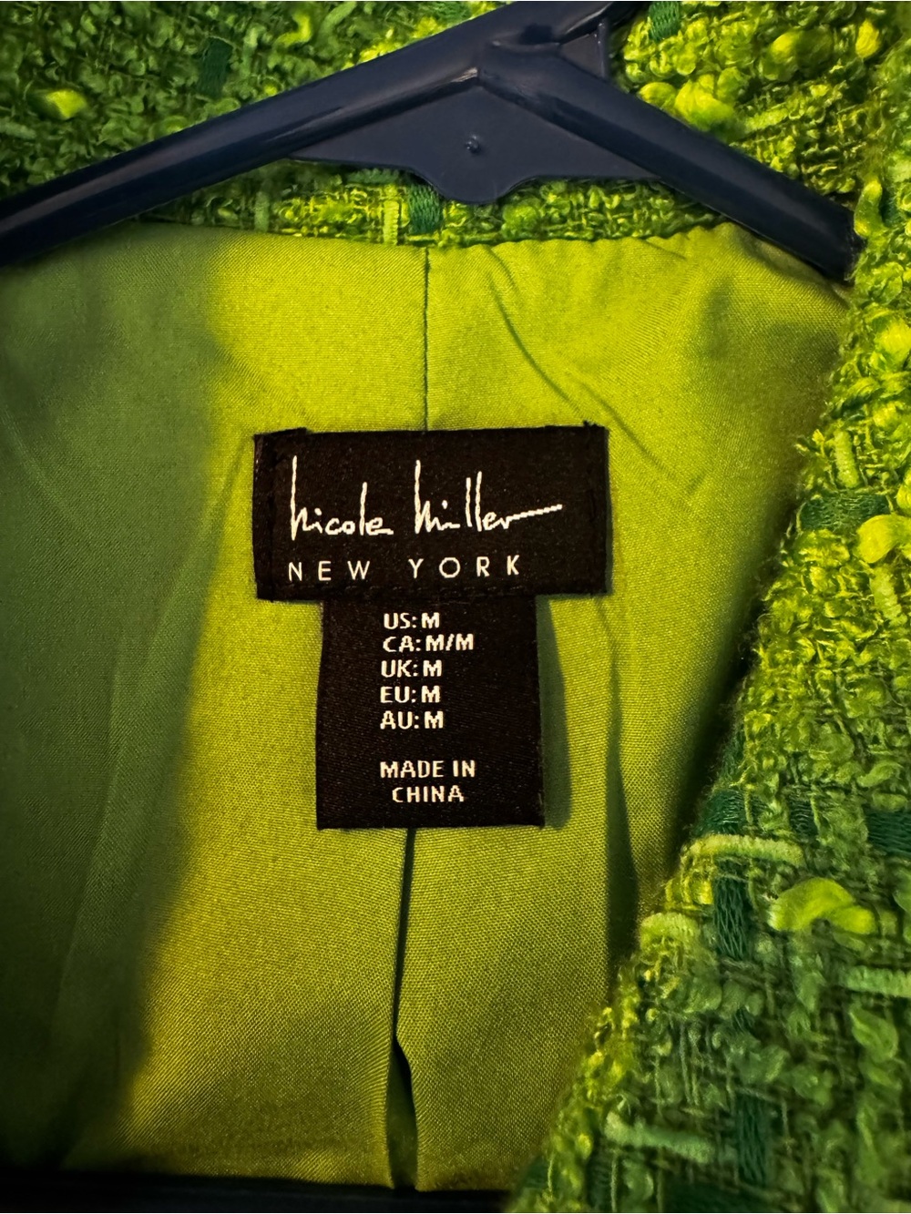 Nicole Miller Bright Green Tweed Cropped Blazer - Picture 2 of 4